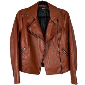 FAUX LEATHER BROWN JACKET SIZE SMALL